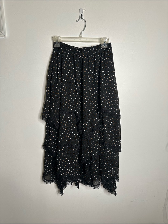 Rusttydustty Dresses & Skirts - Black Tiered Polka Dot Midi Skirt sz medium